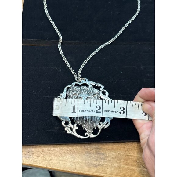 Lion Head Pendant Necklace In Silver-Tone Metal With Intricate Detailing & Chain - Picture 9 of 13